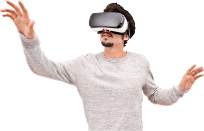 Geek with VR headset