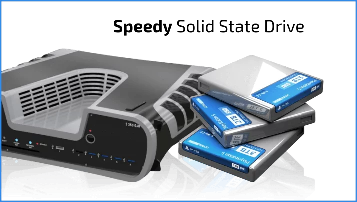 Solid State Drive (SSD) that allows PS5 games to load faster Solid State Drive (SSD)