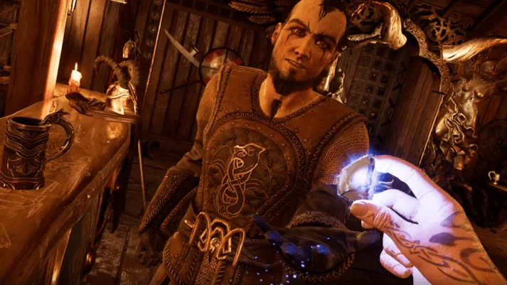 Meet Loki in Aegir's hall for a chat and a few pints of ale. Aegir's hall
