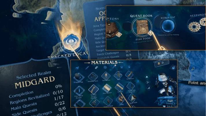 Recipes section for crafting spells and potions Recipes section for crafting spells