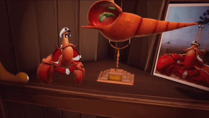 You'll meet some amusing characters along the way Amusing hermit crab character