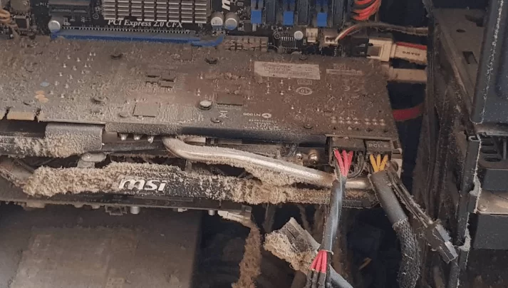 Visual Inspection. Check hardware for dust Dusty computer components