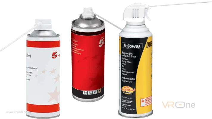 Remove computer dust with compressed air Compressed air in a can