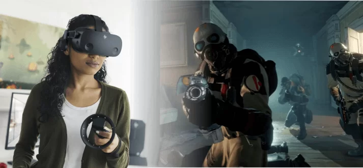 Gamer playing Half-Life: Alyx