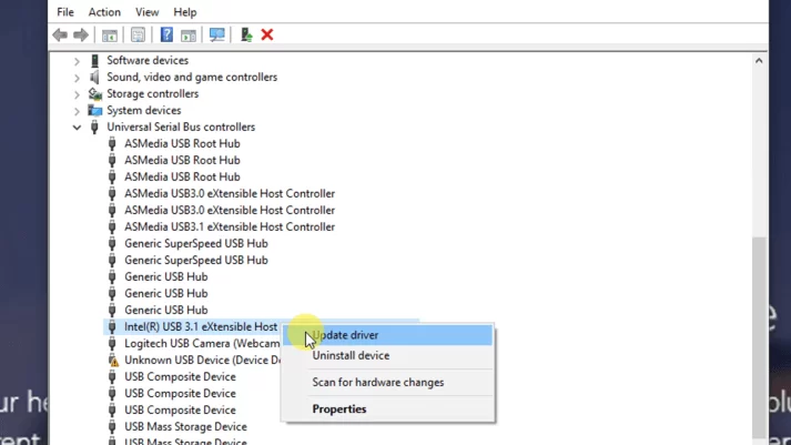 Update Intel eXensible Host Controller USB update