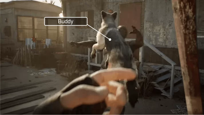 Buddy. Attack Buddy attacking a zombie